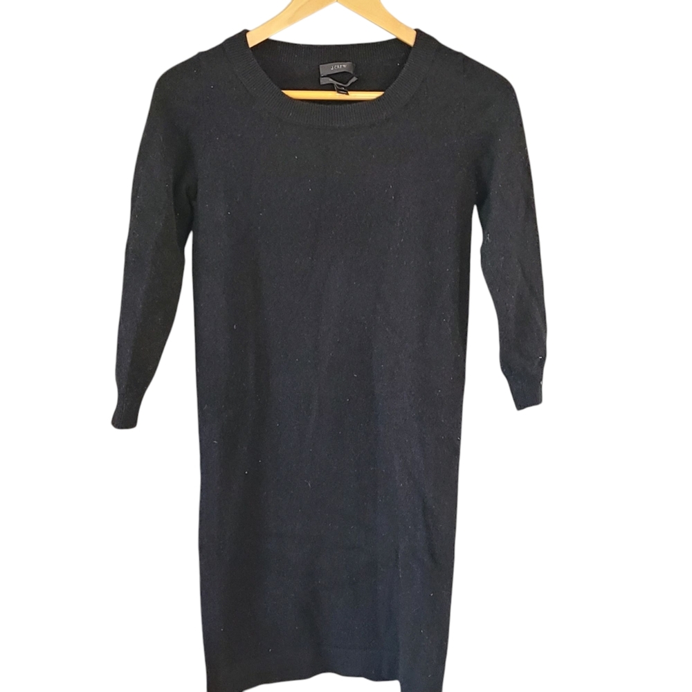 J. Crew Cashmere Sweater Dress Black XS Mini Short Business Professional Party